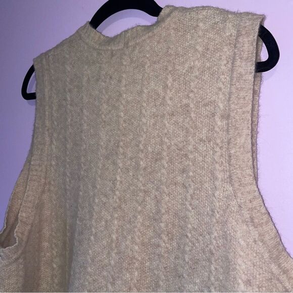 Jeanne Pierre L Wool Angora Blend Sweater Vest  Beige Sleeveless Cardigan - Picture 6 of 7